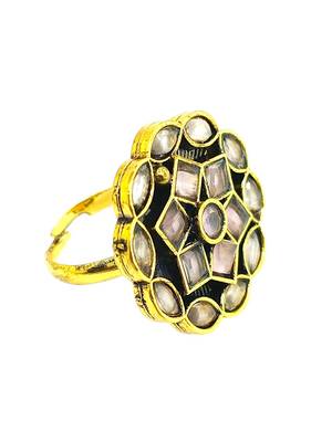 Pink geometric floral adjustable finger ring 1