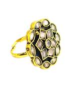 Pink geometric floral adjustable finger ring