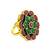 Red green geometric floral adjustable finger ring