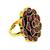 Ruby red geometric floral adjustable finger ring