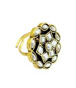 White geometric floral adjustable finger ring