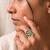 White geometric floral adjustable finger ring