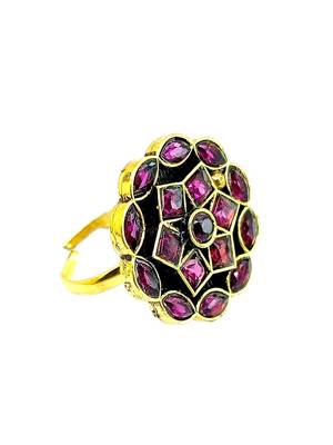 Wine geometric floral adjustable finger ring 1