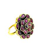 Wine geometric floral adjustable finger ring