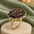 Wine geometric floral adjustable finger ring