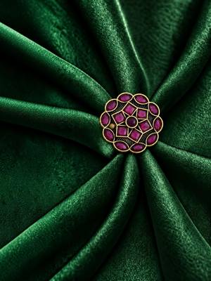 Wine geometric floral adjustable finger ring 3