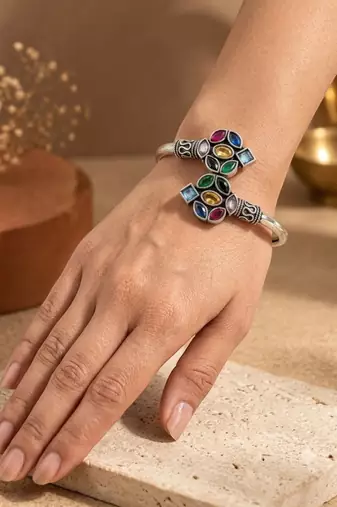 German silver multi color adjustable bracelet