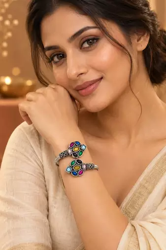 German silver multi color adjustable bracelet