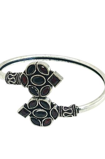 German silver maroon color adjustable bracelet