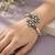 German silver pink green color adjustable bracelet