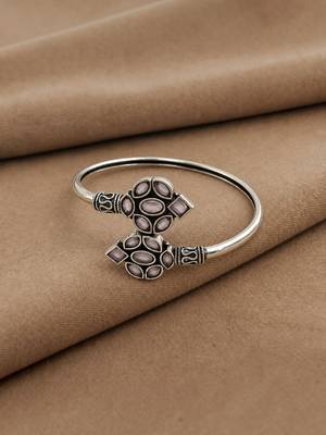 German silver pink color adjustable bracelet 2