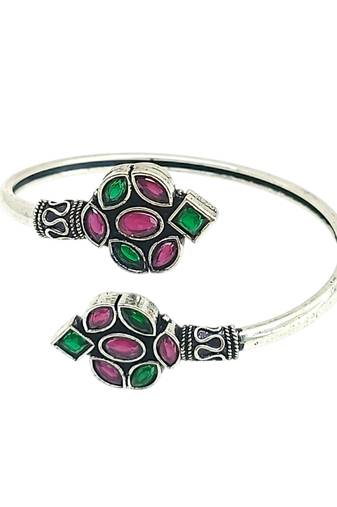 German silver red green color adjustable bracelet