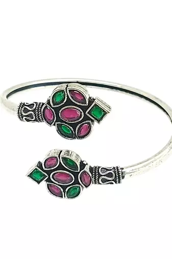 German silver red green color adjustable bracelet