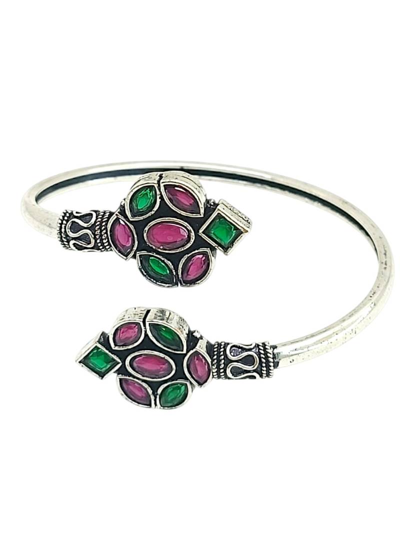 German silver red green color adjustable bracelet