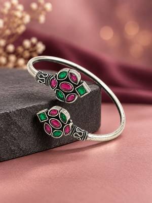 German silver red green color adjustable bracelet 2