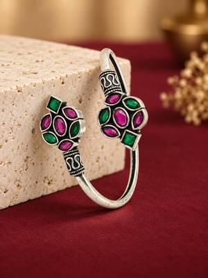 German silver red green color adjustable bracelet 3