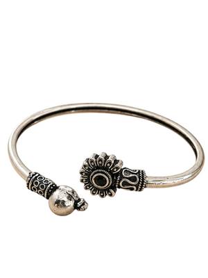 German silver oxidized black minimal kada bracelet 1