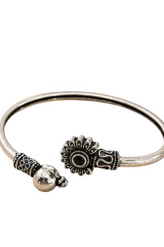 German silver oxidized black minimal kada bracelet