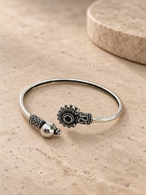 German silver oxidized black minimal kada bracelet 2