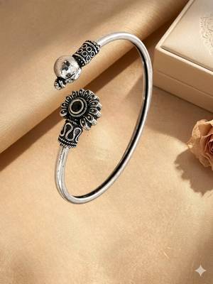 German silver oxidized black minimal kada bracelet 3