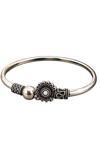 German silver oxidized clear minimal kada bracelet