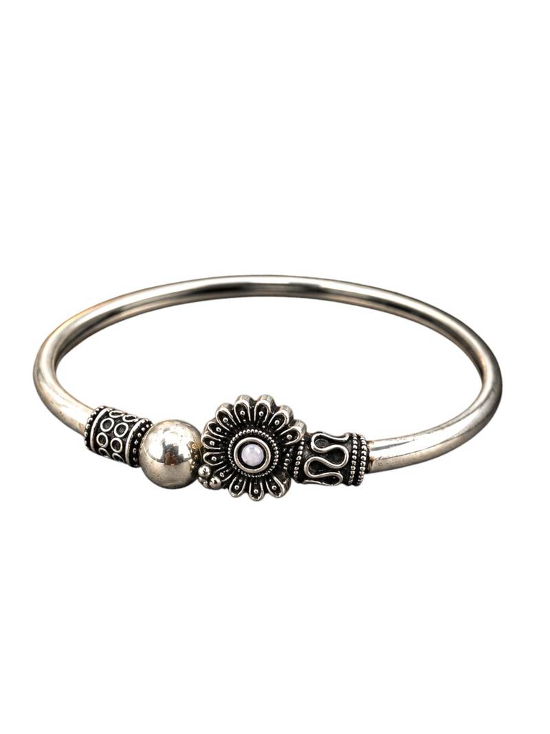 German silver oxidized clear minimal kada bracelet