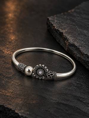 German silver oxidized clear minimal kada bracelet 2