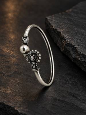 German silver oxidized clear minimal kada bracelet 3