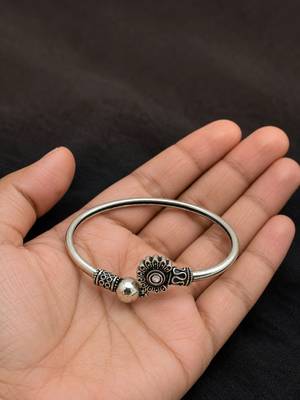 German silver oxidized clear minimal kada bracelet 4