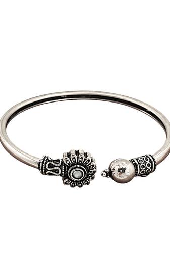 German silver oxidized mint minimal kada bracelet