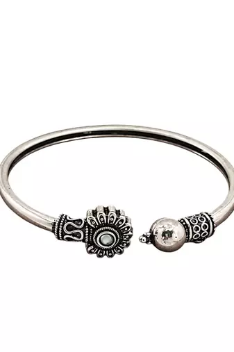 German silver oxidized mint minimal kada bracelet