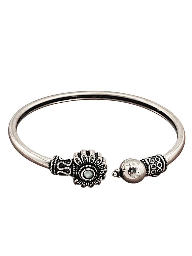 German silver oxidized mint minimal kada bracelet