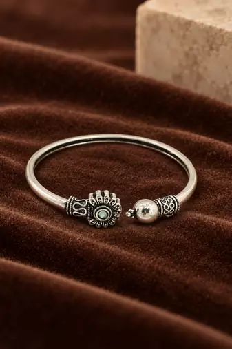 German silver oxidized mint minimal kada bracelet