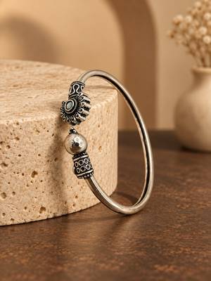 German silver oxidized mint minimal kada bracelet 3