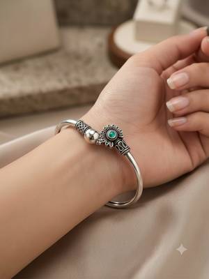 German silver oxidized mint minimal kada bracelet 5