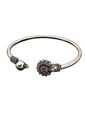 German silver oxidized pink minimal kada bracelet 1