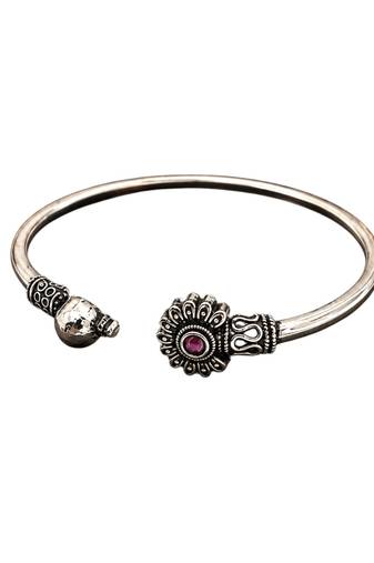 German silver oxidized pink minimal kada bracelet
