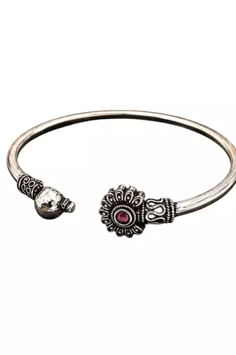 German silver oxidized pink minimal kada bracelet