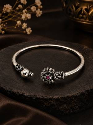 German silver oxidized pink minimal kada bracelet 2