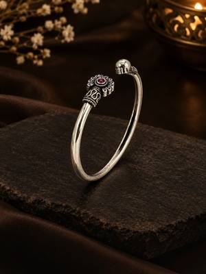 German silver oxidized pink minimal kada bracelet 3