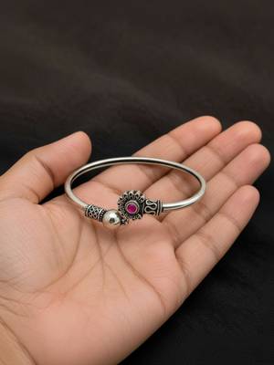 German silver oxidized pink minimal kada bracelet 4