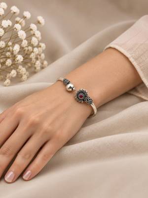 German silver oxidized pink minimal kada bracelet 5