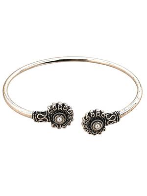 German silver oxidized white minimal kada bracelet 1