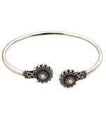 German silver oxidized white minimal kada bracelet