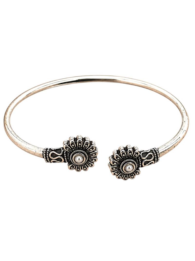 German silver oxidized white minimal kada bracelet