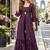 Purple georgette free size stitched shrug suit with sequence thread work