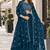 Teal blue georgette free size stitched lehenga choli with sequence & thread work