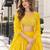 Yellow georgette free size stitched lehenga choli with sequence & thread work