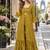 Mustard georgette free size stitched shrug suit with sequence thread work