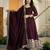 Elegant wine anarkali suit with embroidered border & matching dupatta